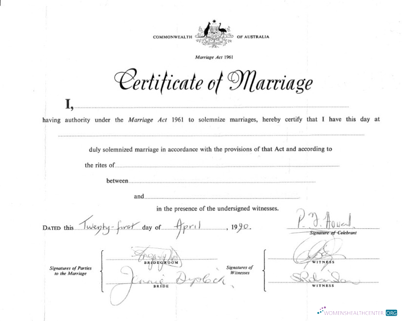 Download Australia Marriage registrar certificate of marriage Photoshop template